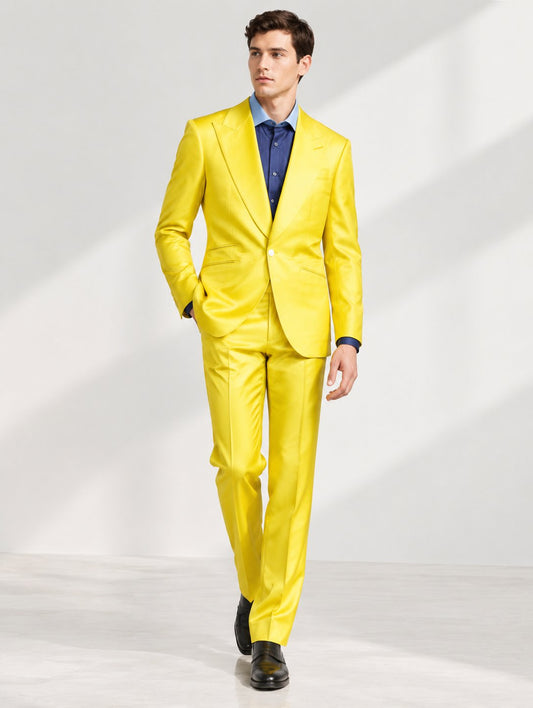 Yellow Acetate Suit with Shirt