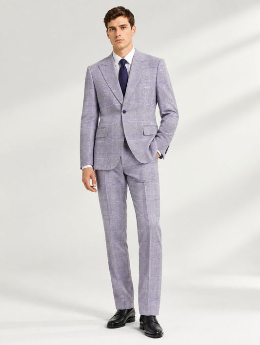 Lilac Prince-of-Wales Wool Two-Piece Suit