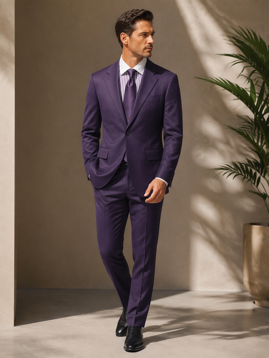 Purple Peak Lapel Tailored Suit
