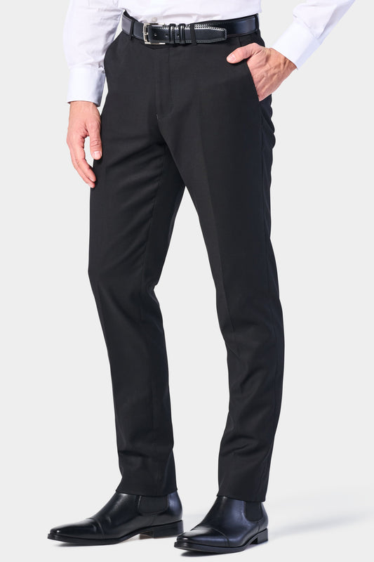 Classic Black Flat-Front Pants