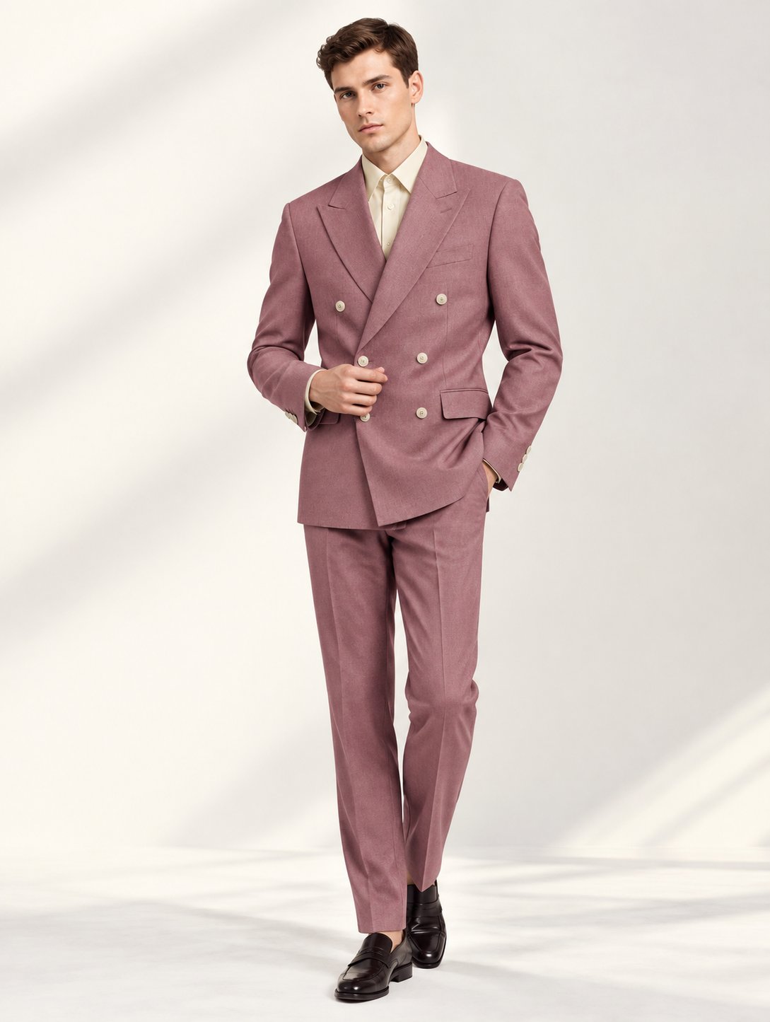 Mauve Double-Breasted Two-Piece Suit