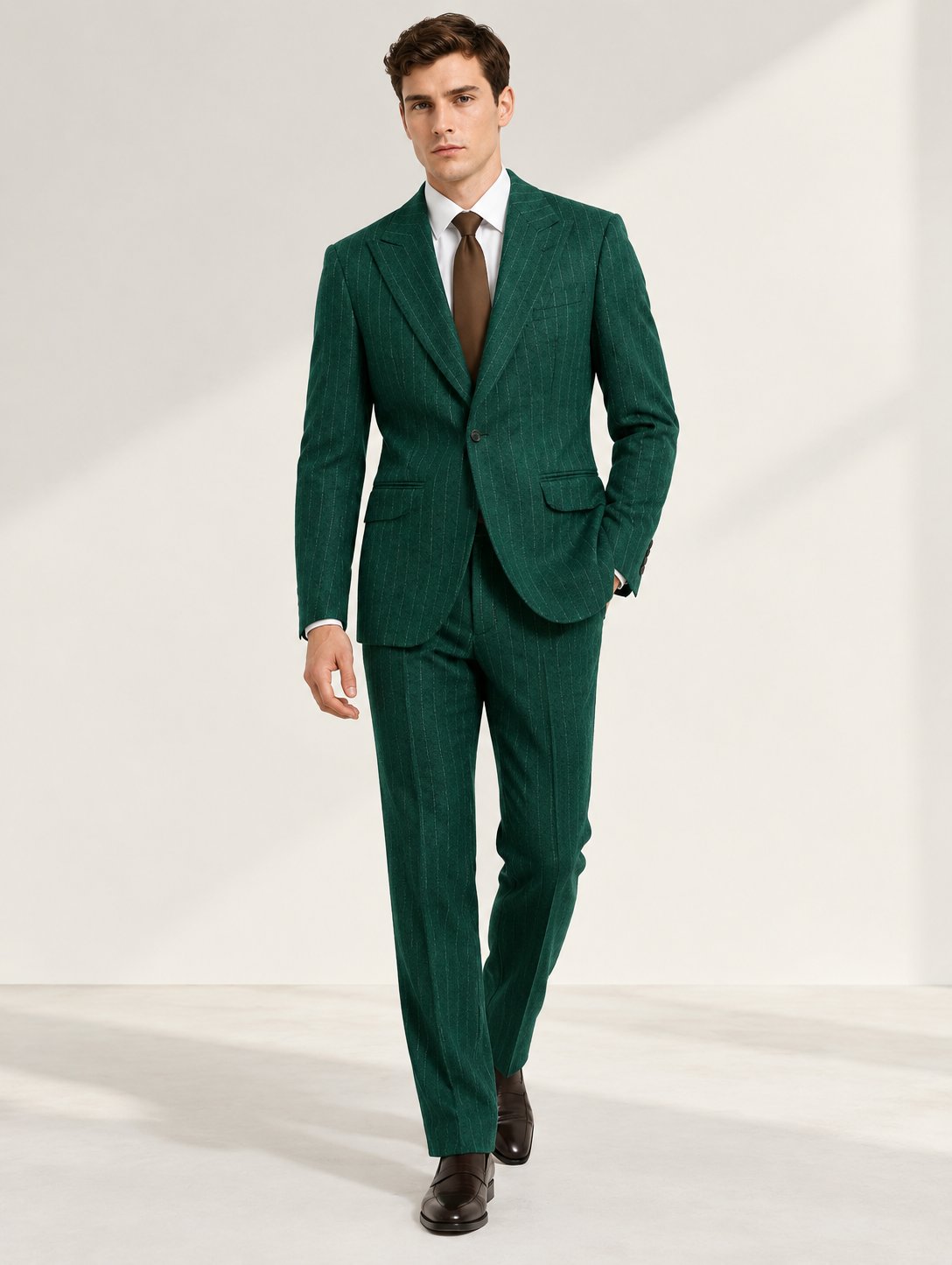 Green Pinstripe Two-Piece Suit