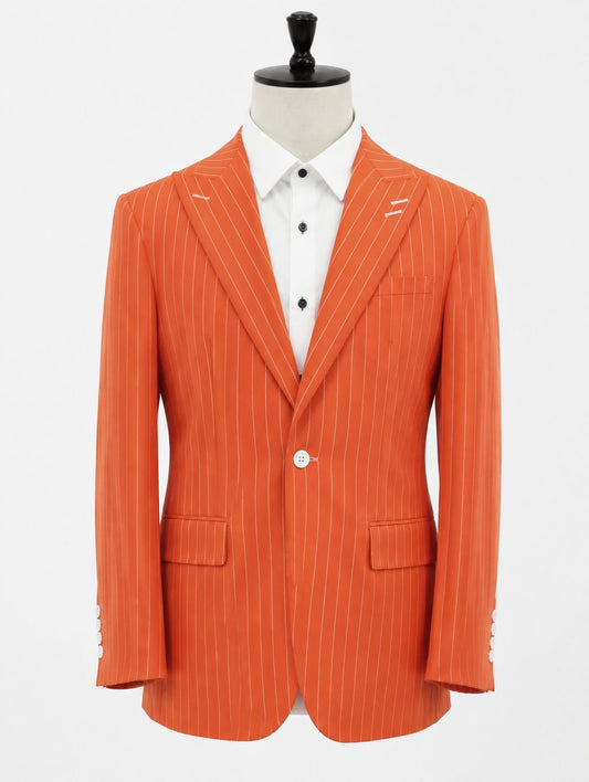 Orange Pinstripe Peak Lapel Suit