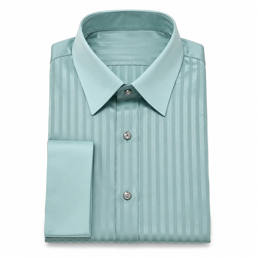 Mint Green Acetate Stripe French Cuff Shirt