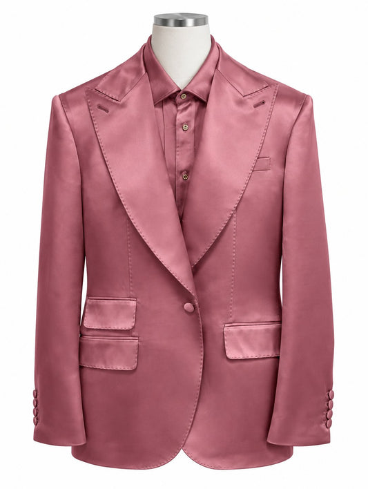 Dusty-Rose Satin Tuxedo with Shirt