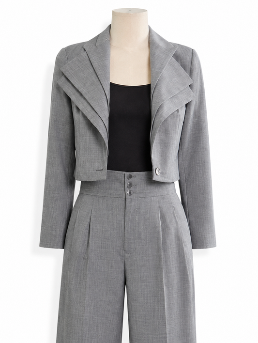 Gray Cropped Blazer Suit