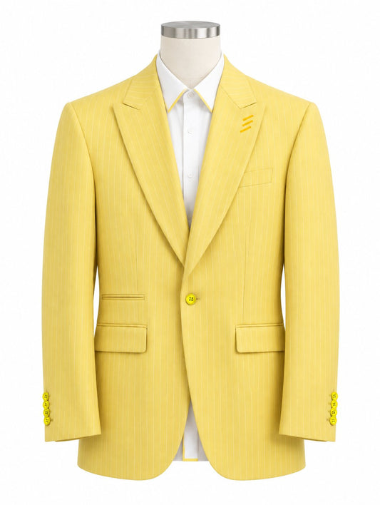 Butter-Yellow Pinstripe Suit with Shirt