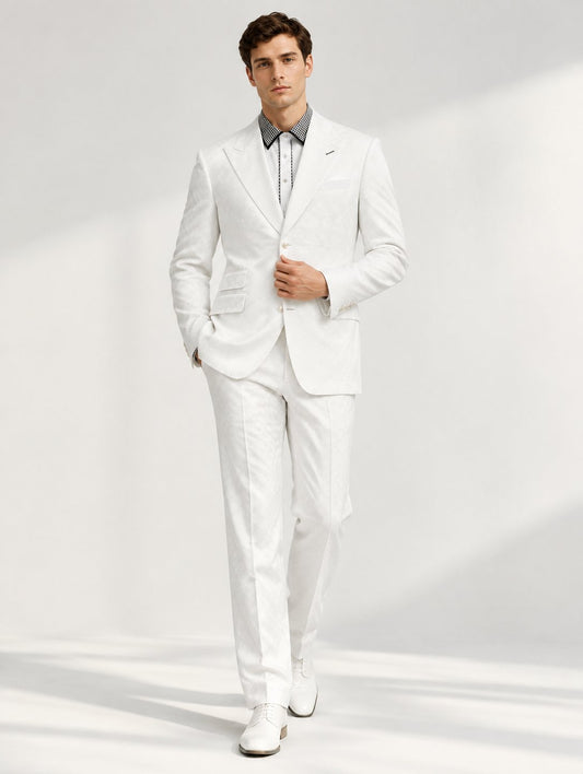 Ivory Check Suit with Houndstooth Shirt