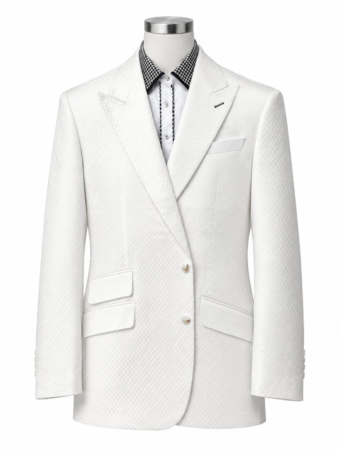 Ivory Check Suit with Houndstooth Shirt