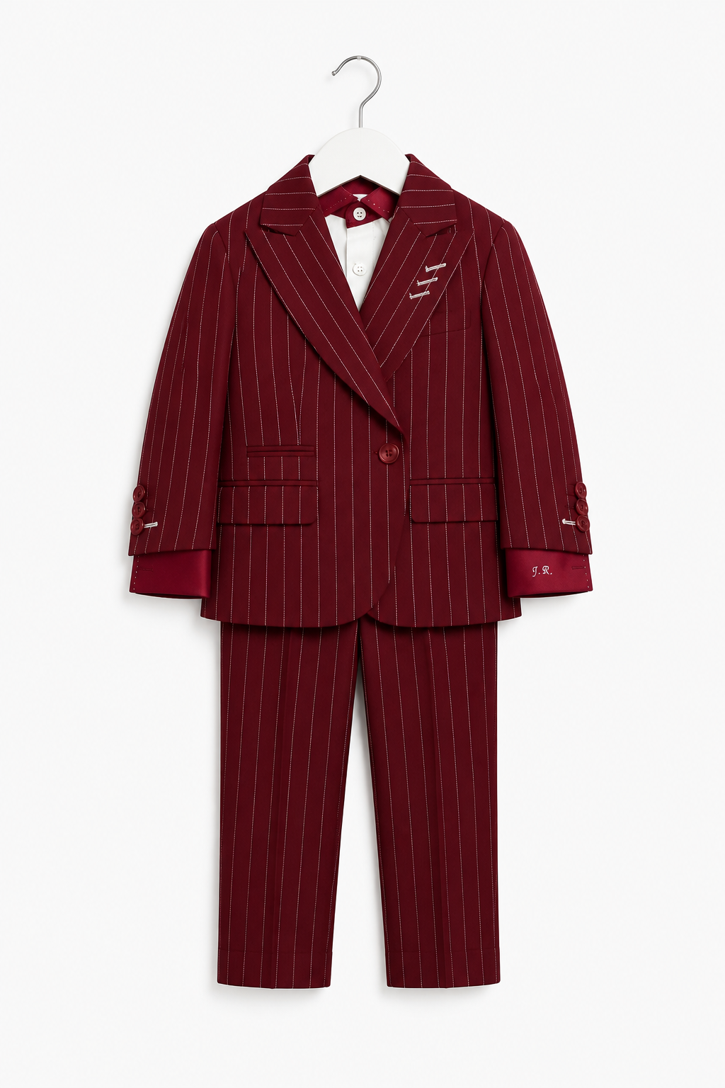 Burgundy Pinstripe Kids Suit