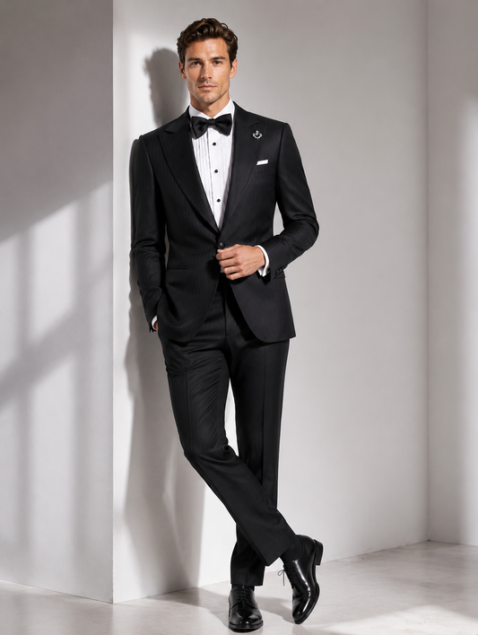 Black Satin Lapel Single-Button Tuxedo