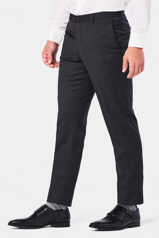 Charcoal Gray Flat-Front Pants