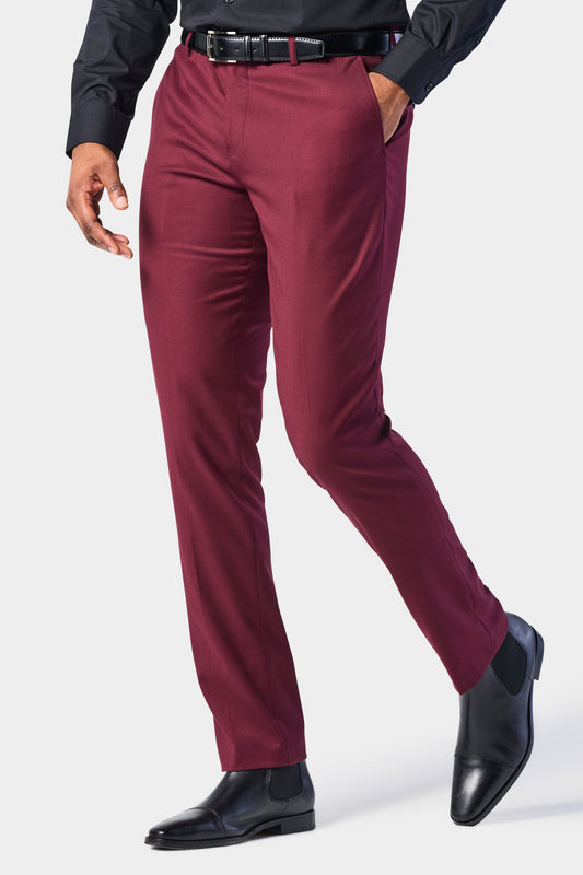 Burgundy Flat-Front Pants