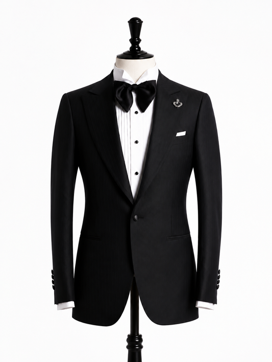 Black Satin Lapel Single-Button Tuxedo