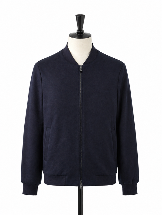 Navy Cashmere Bomber Blazer