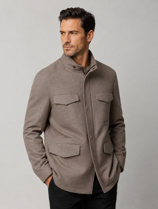 Beige Four-Pocket Safari Blazer
