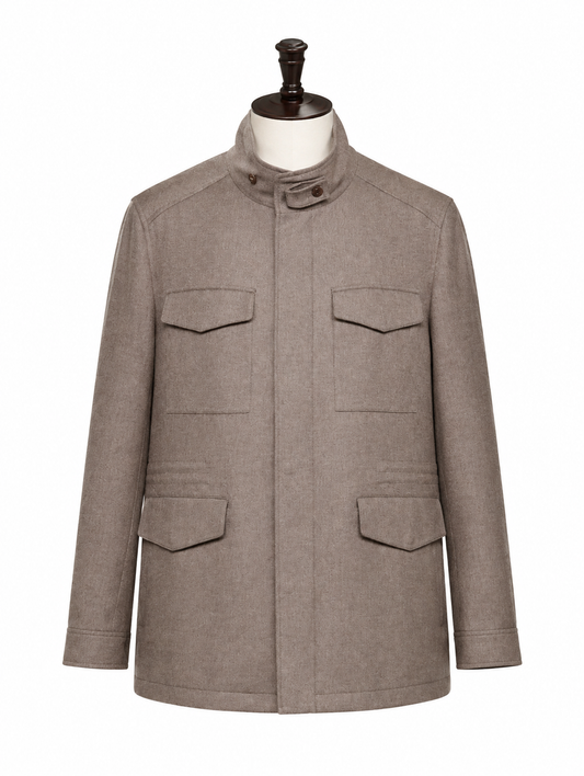 Beige Four-Pocket Safari Blazer