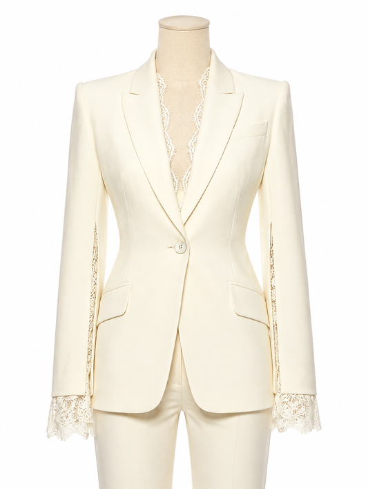 Ivory Lace-Trimmed Suit