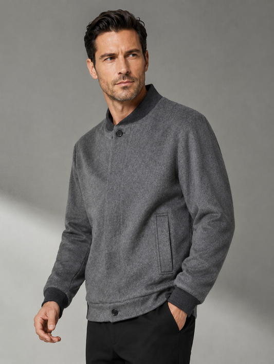 Grey Cashmere Baseball Blazer