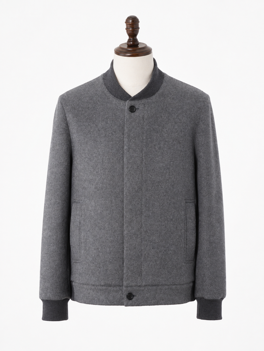 Grey Cashmere Baseball Blazer