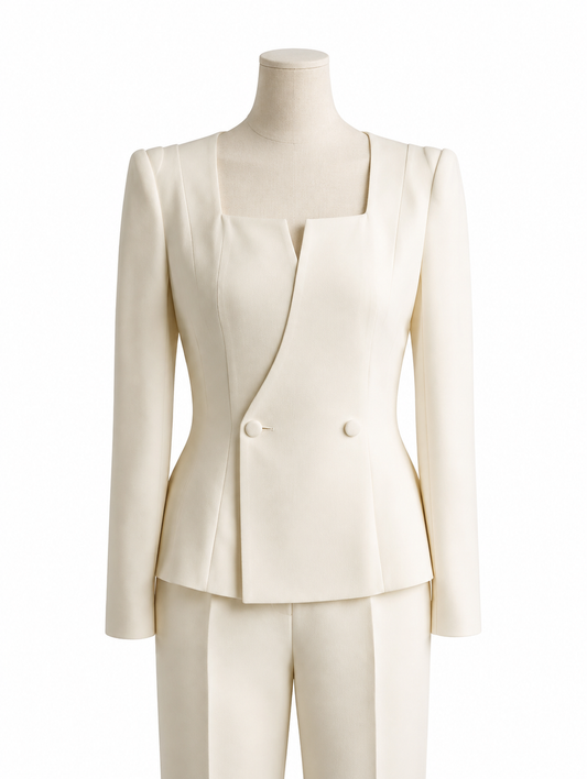 Ivory Square-Neck Suit