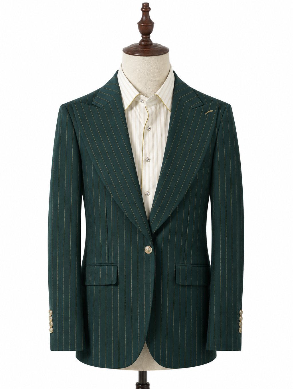 Emerald Green Gold Pinstripe Suit