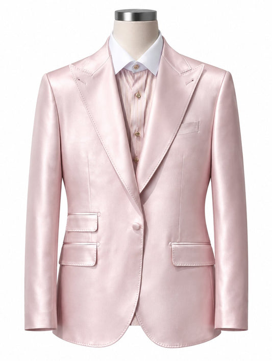 Pink Peak Lapel Suit with Shirt