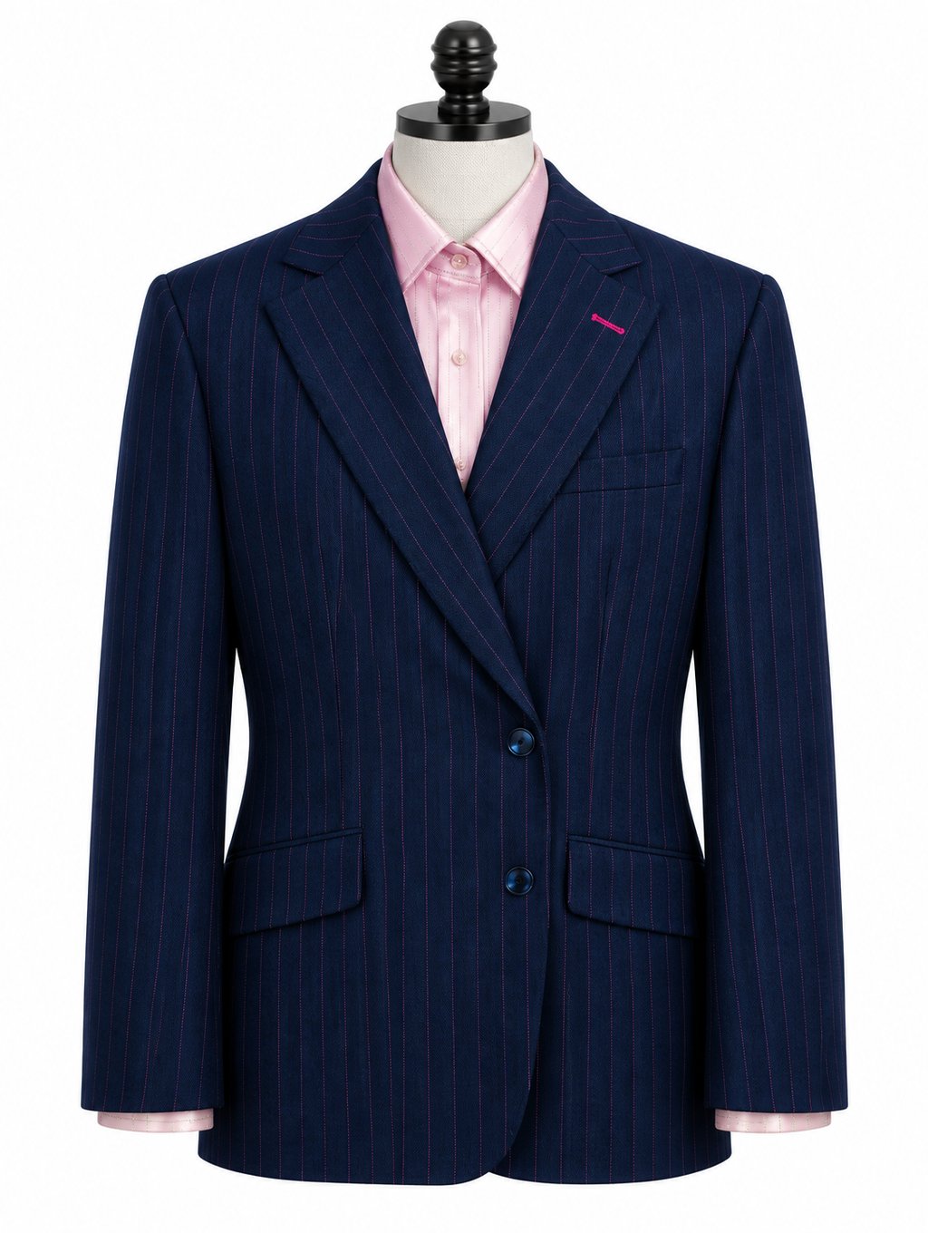 Navy Striped Peak Lapel Suit