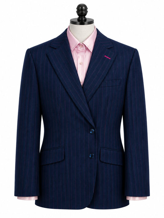 Navy Striped Peak Lapel Suit