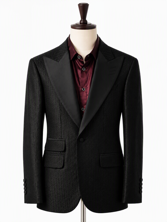 Black Lurex Shimmer Tuxedo Suit