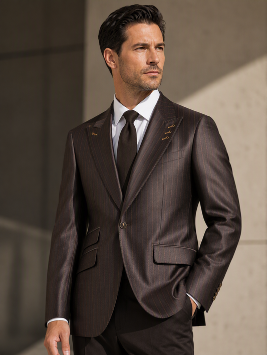 Chocolate Brown Acetate Tailored Suit
