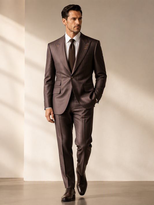 Chocolate Brown Acetate Tailored Suit