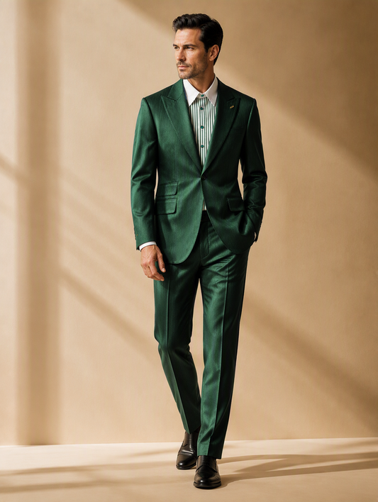 Emerald Green Acetate Satin Suit