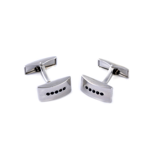 Curved Bar Black Crystal Cufflinks