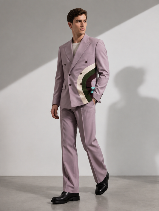 Lavender Color-Block Tailored Suit