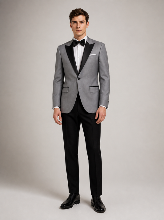 Light Gray Tuxedo with Black Lapel