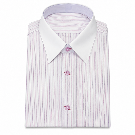 Pink Pinstripe Shirt with White Collar