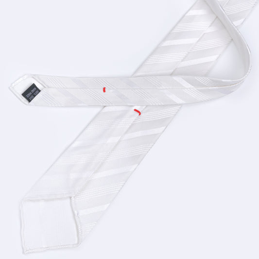 White Diagonal Stripe Silk Tie
