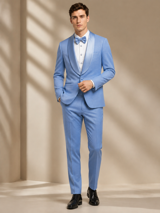 Sky Blue Shawl Lapel Tuxedo