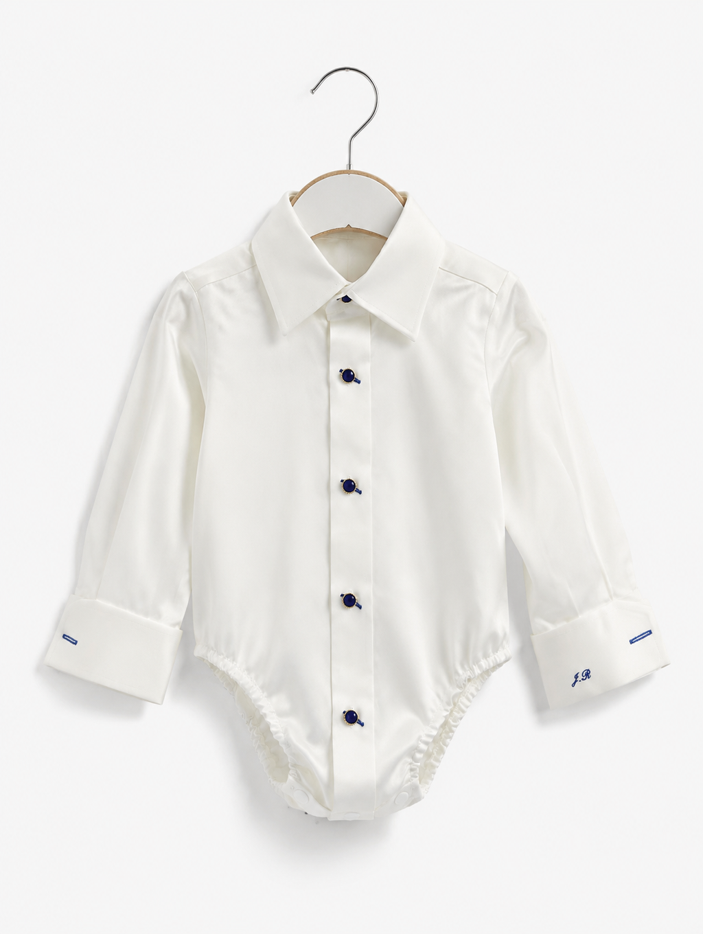 White Gold Button Baby Romper Onesie