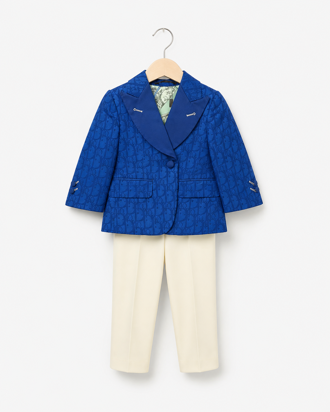 Royal Blue Jacquard Two-Tone Kids Suit