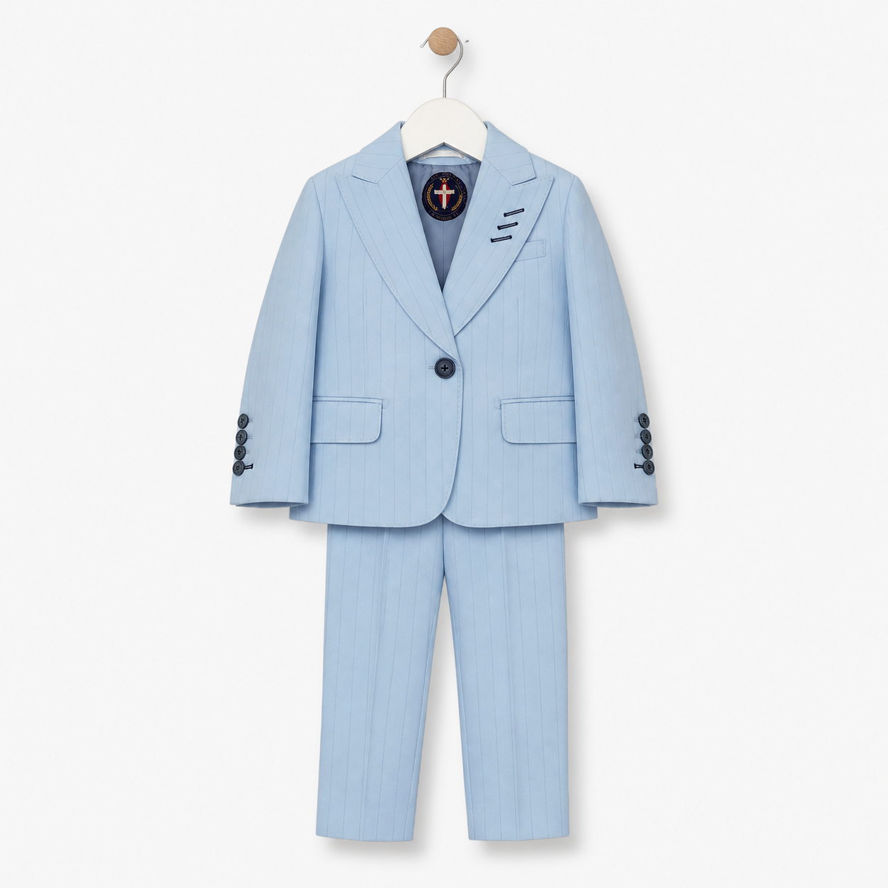 Ice Blue Pinstripe Kids Suit