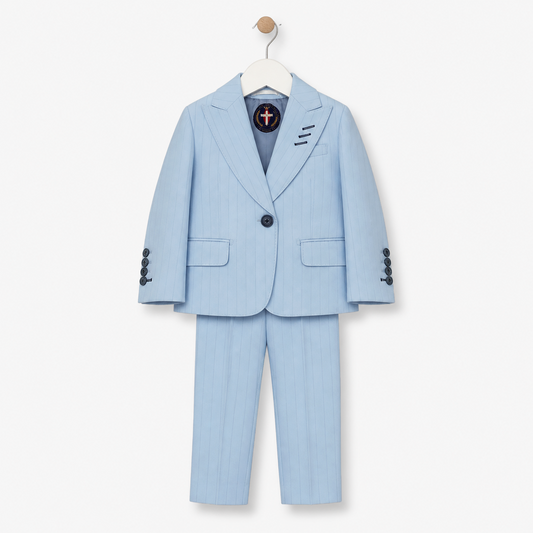 Ice Blue Pinstripe Kids Suit