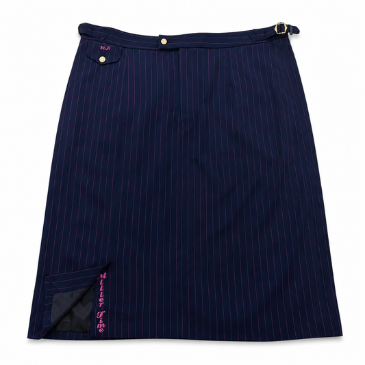 Navy & Pink Pinstripe Mini Skirt