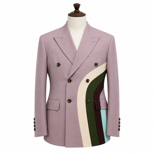 Lavender Color-Block Tailored Suit