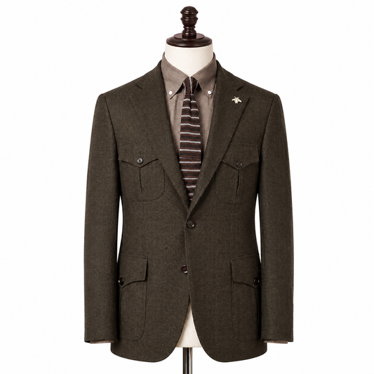 Brown Two-Tone Safari Suit