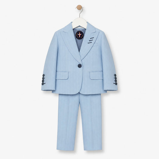 Ice Blue Pinstripe Kids Suit