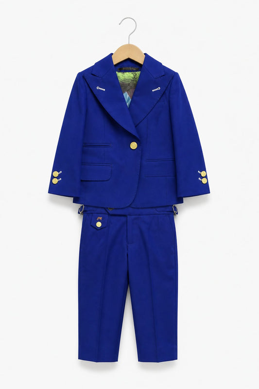 Royal Blue Solid Kids Suit