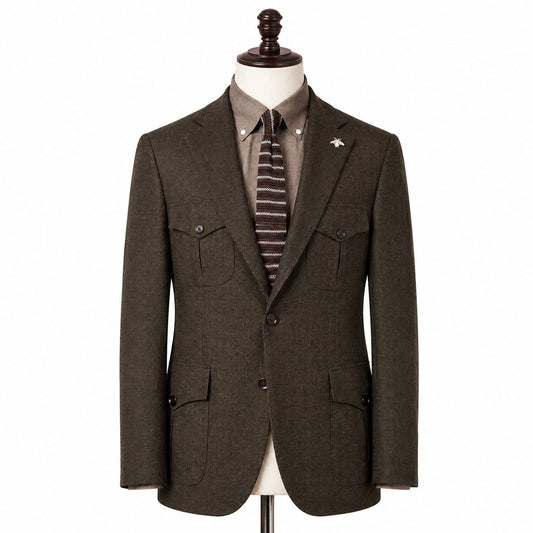 Brown Two-Tone Safari Suit with Shirt