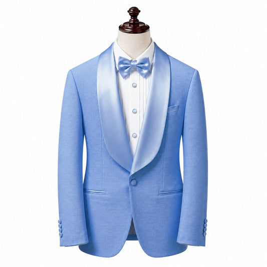 Sky Blue Shawl Lapel Tuxedo with Shirt